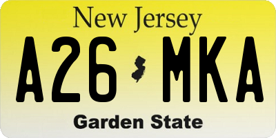 NJ license plate A26MKA