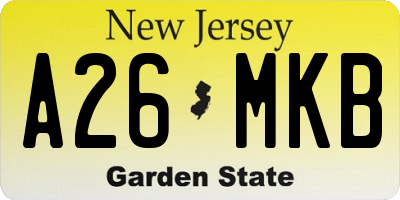 NJ license plate A26MKB