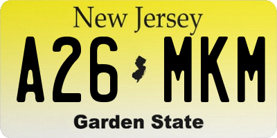 NJ license plate A26MKM