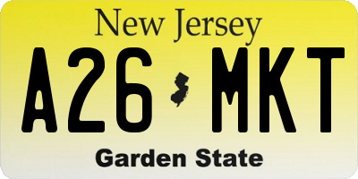 NJ license plate A26MKT