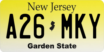 NJ license plate A26MKY