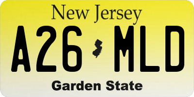 NJ license plate A26MLD