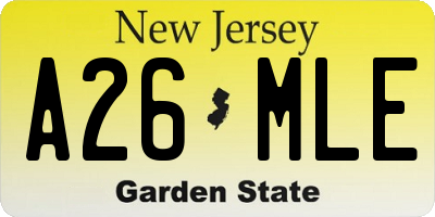 NJ license plate A26MLE