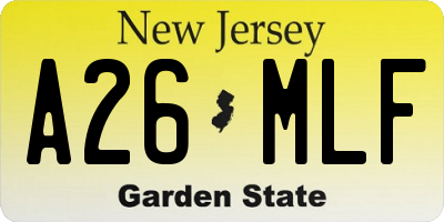 NJ license plate A26MLF