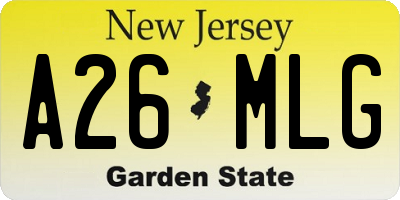 NJ license plate A26MLG
