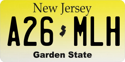 NJ license plate A26MLH