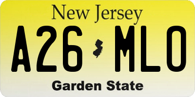 NJ license plate A26MLO