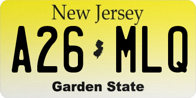 NJ license plate A26MLQ