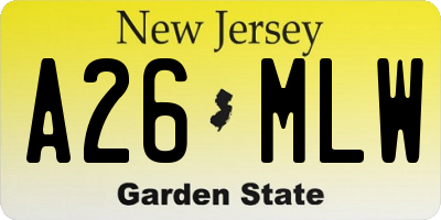 NJ license plate A26MLW