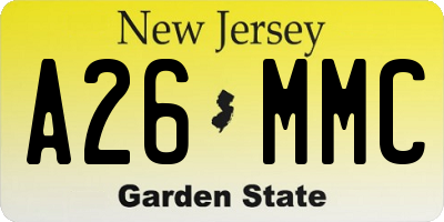 NJ license plate A26MMC