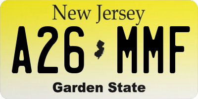 NJ license plate A26MMF