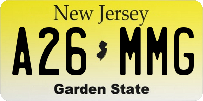 NJ license plate A26MMG