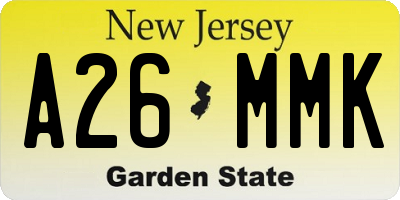 NJ license plate A26MMK
