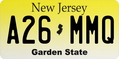 NJ license plate A26MMQ