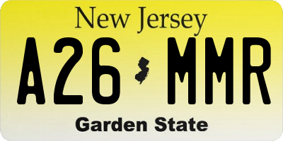NJ license plate A26MMR