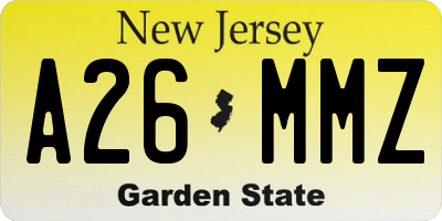 NJ license plate A26MMZ