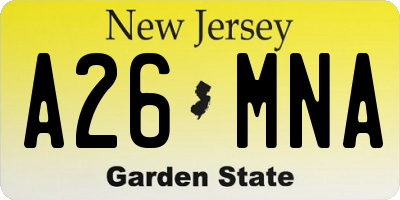 NJ license plate A26MNA