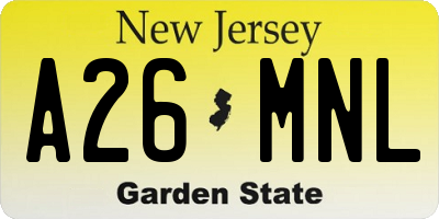 NJ license plate A26MNL