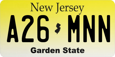 NJ license plate A26MNN