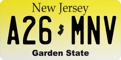 NJ license plate A26MNV