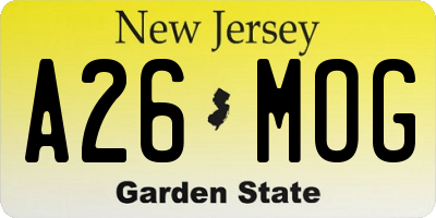 NJ license plate A26MOG