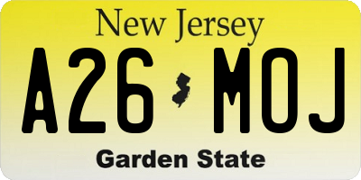NJ license plate A26MOJ