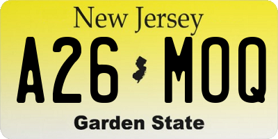 NJ license plate A26MOQ