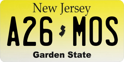 NJ license plate A26MOS