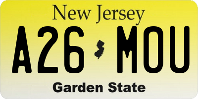 NJ license plate A26MOU