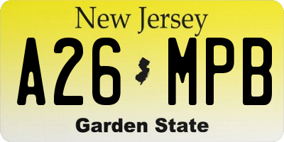 NJ license plate A26MPB