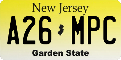 NJ license plate A26MPC