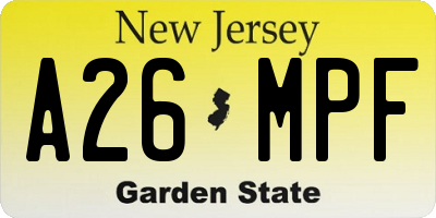 NJ license plate A26MPF