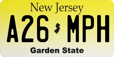 NJ license plate A26MPH