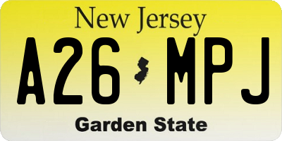NJ license plate A26MPJ
