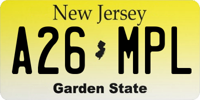 NJ license plate A26MPL