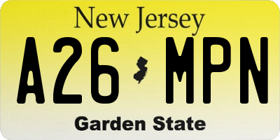 NJ license plate A26MPN