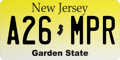 NJ license plate A26MPR