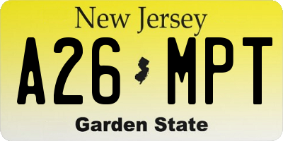NJ license plate A26MPT