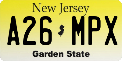 NJ license plate A26MPX