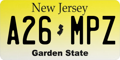 NJ license plate A26MPZ