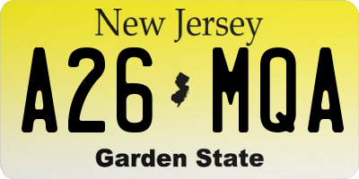 NJ license plate A26MQA