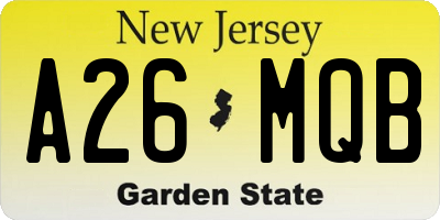 NJ license plate A26MQB