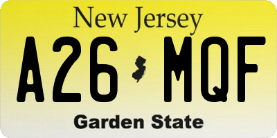 NJ license plate A26MQF