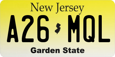NJ license plate A26MQL