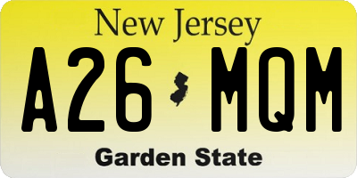 NJ license plate A26MQM