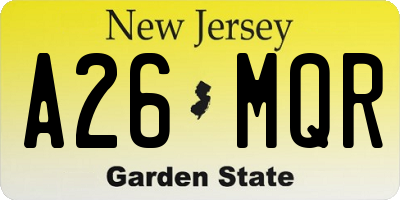 NJ license plate A26MQR