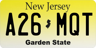NJ license plate A26MQT