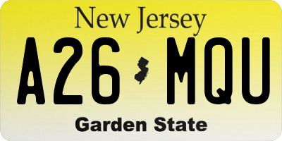 NJ license plate A26MQU