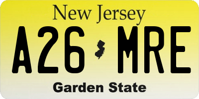 NJ license plate A26MRE
