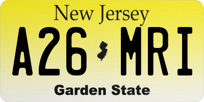 NJ license plate A26MRI